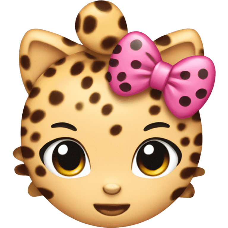 Hello kitty with a cheetah print bow on head emoji