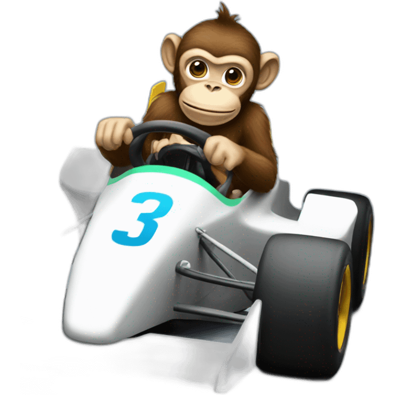 monkey driving a formula one car emoji