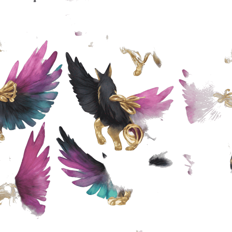 Dark black Beige cyan Pink magenta burgundy maroon cyan beige gray coyote fox black stripes wearing gold jewellery gold piercings gold gilded vintage watercolour tie dye black raven wings emoji