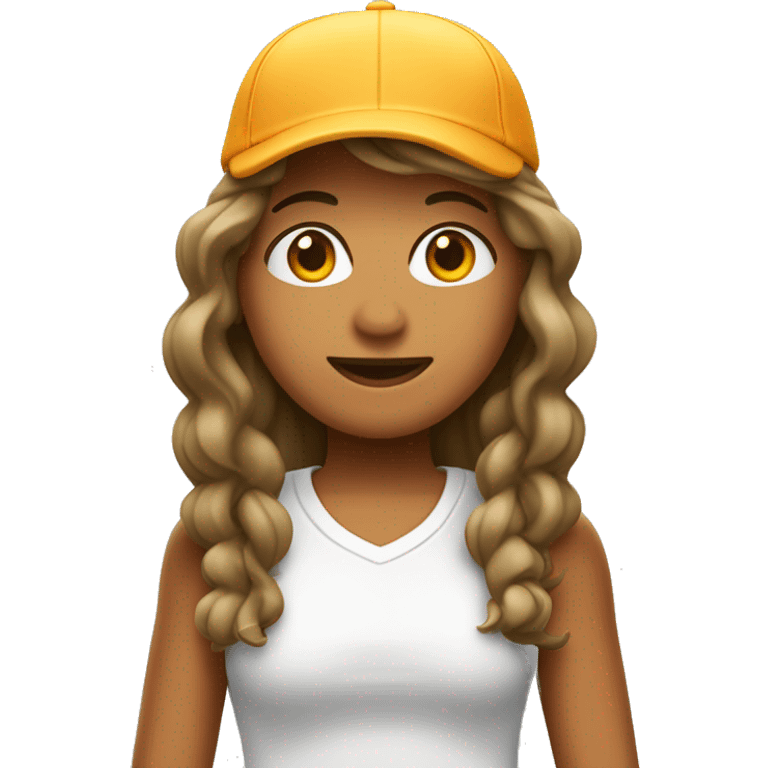 Emoji frustrada: Chica con gorra de tenis, cabello claro, pestañas grandes y de piel clara.  emoji