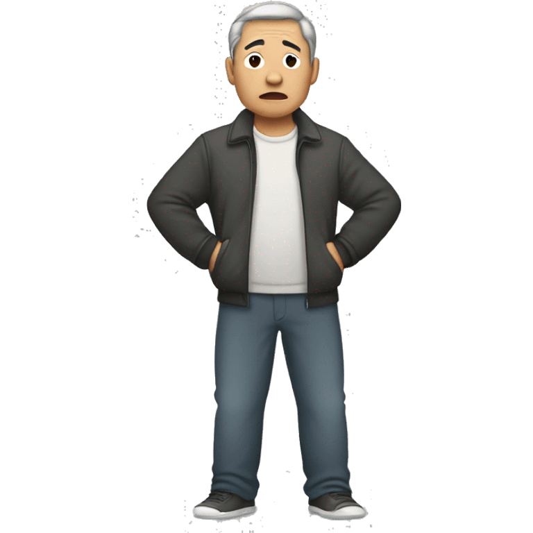 middle aged asian man sad standing full body emoji