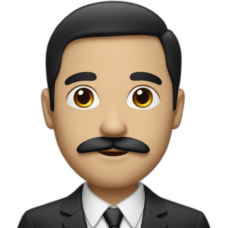 Man with a 2 centimetre black moustache and black hair wearing a suit emoji