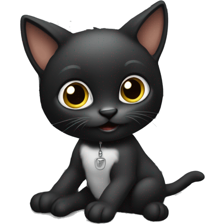 black kitten on computer emoji