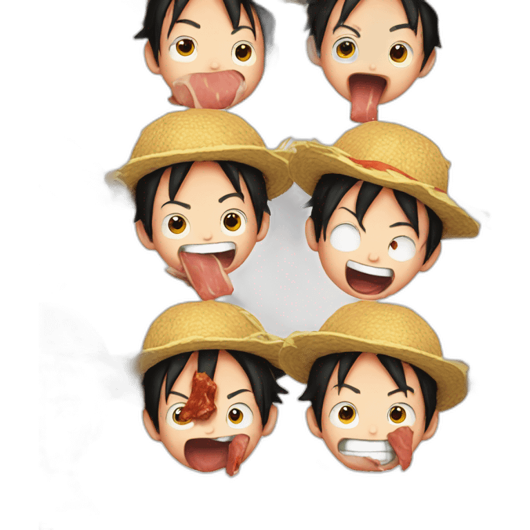 Luffy eating meat emoji