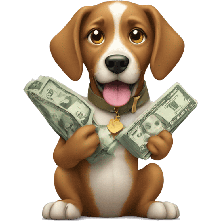 Dog holding money emoji