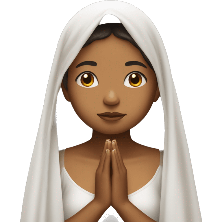 Caramel skin Girl praying for with white veil  emoji