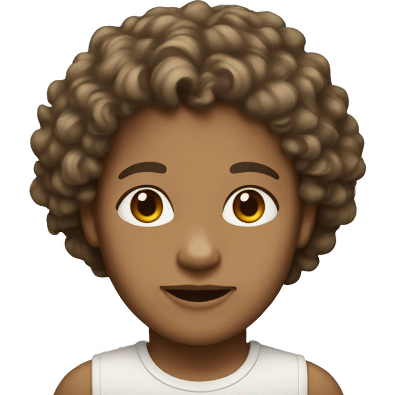 Person, light skin color, wavy/curly hair, brown eyes emoji