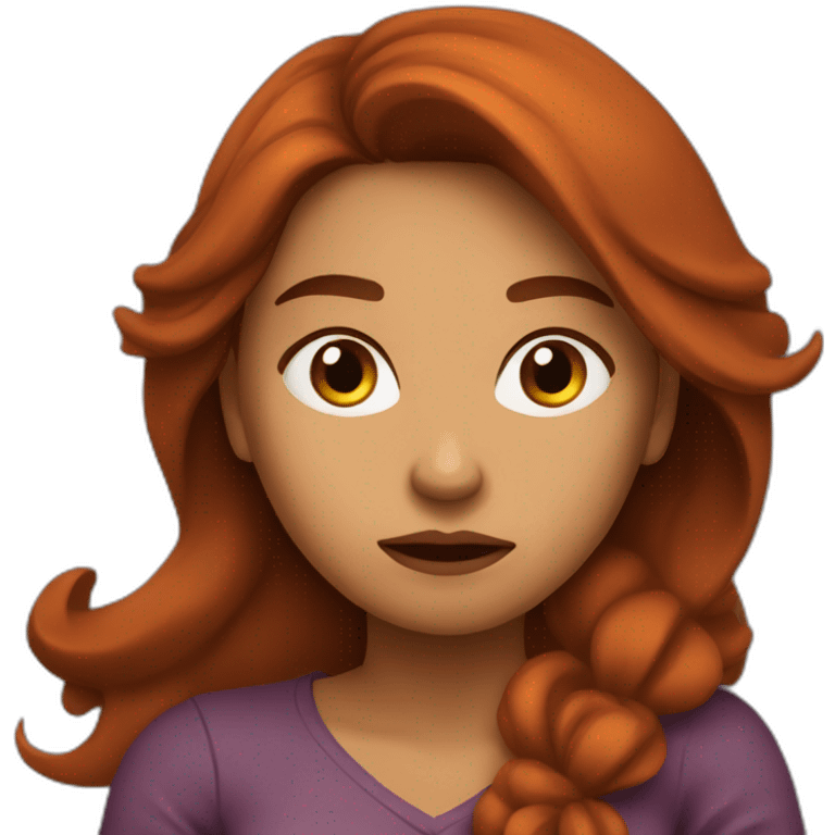 Angry latina woman, with long auburn hair,  with arms crossed over chest. emoji