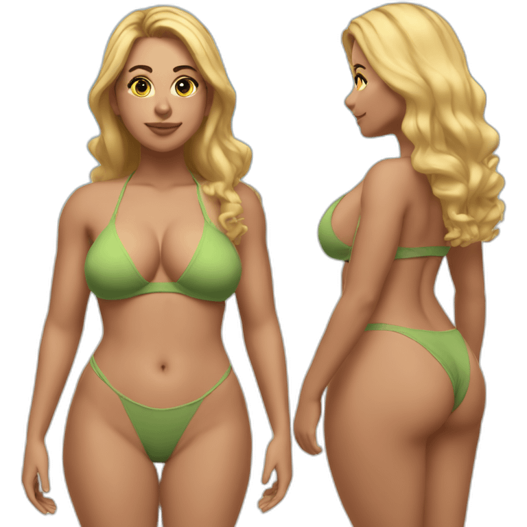 Slim-thicc Caucasian woman small bikini pose (beach body) emoji