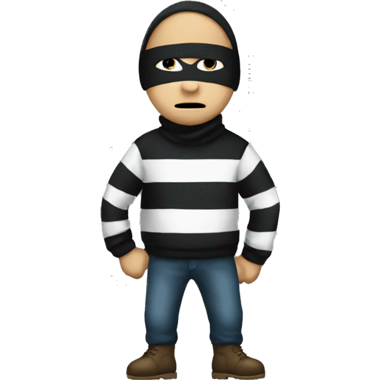 robber emoji with striped jumper emoji