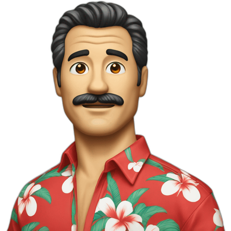 Magnum pi with hawaii shirt waving emoji