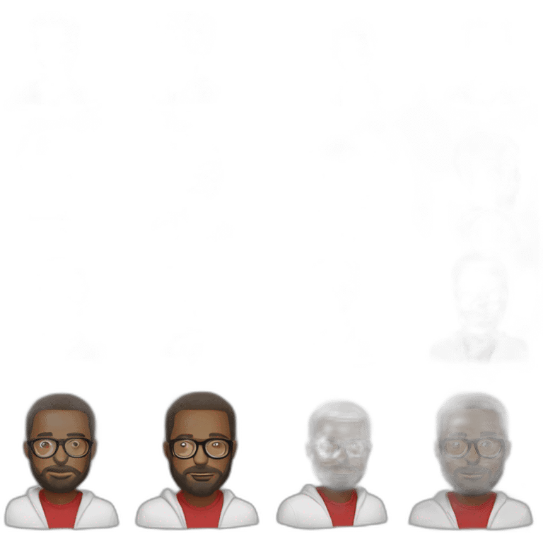 black man with beard, red hoodie, white dress shirt, and glasses emoji