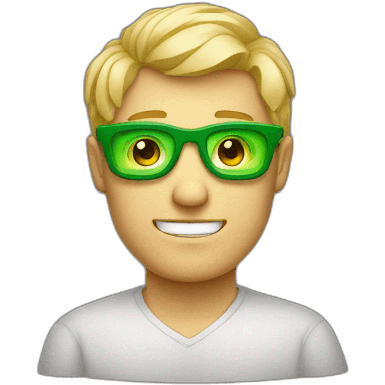 homme blond aux yeux verts et des lunettes de geek emoji