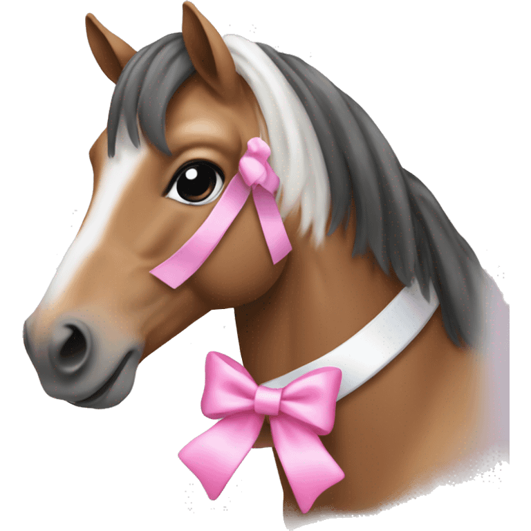 Horse with pink and white bows in hair emoji