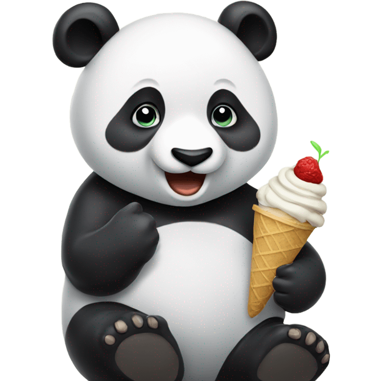 Panda eating ice cream emoji