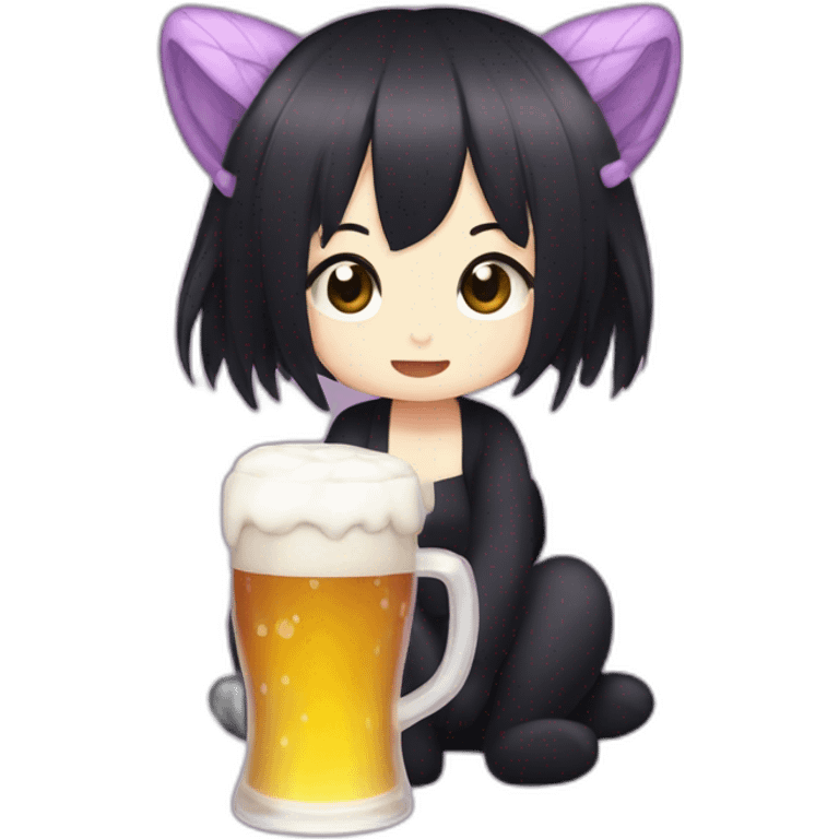 Kuromi drinks beer emoji