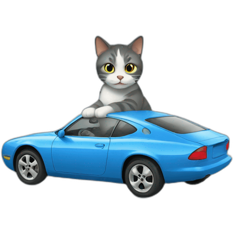 cat at blue car emoji