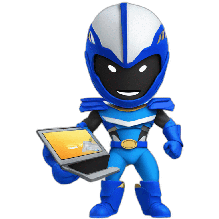 blue power ranger with computer emoji