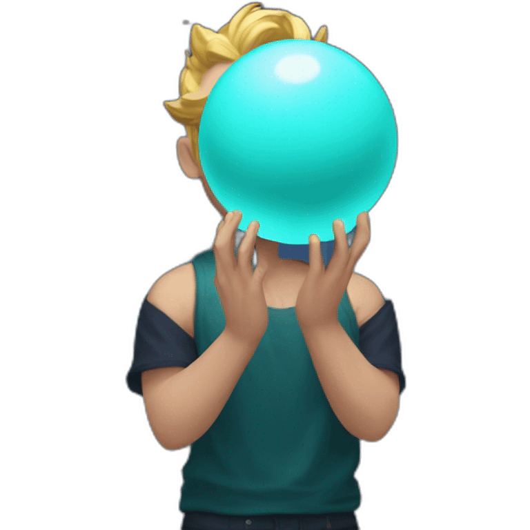 Gamer holds Uranus in his hands emoji