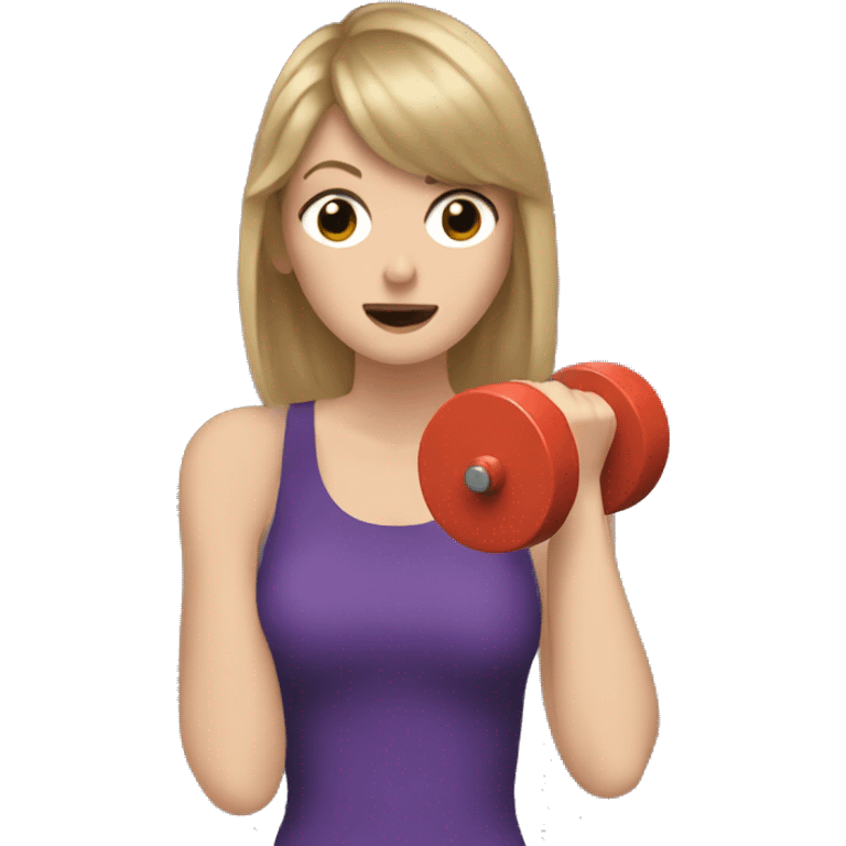 Crying Taylor swift holding a dumbbell  emoji