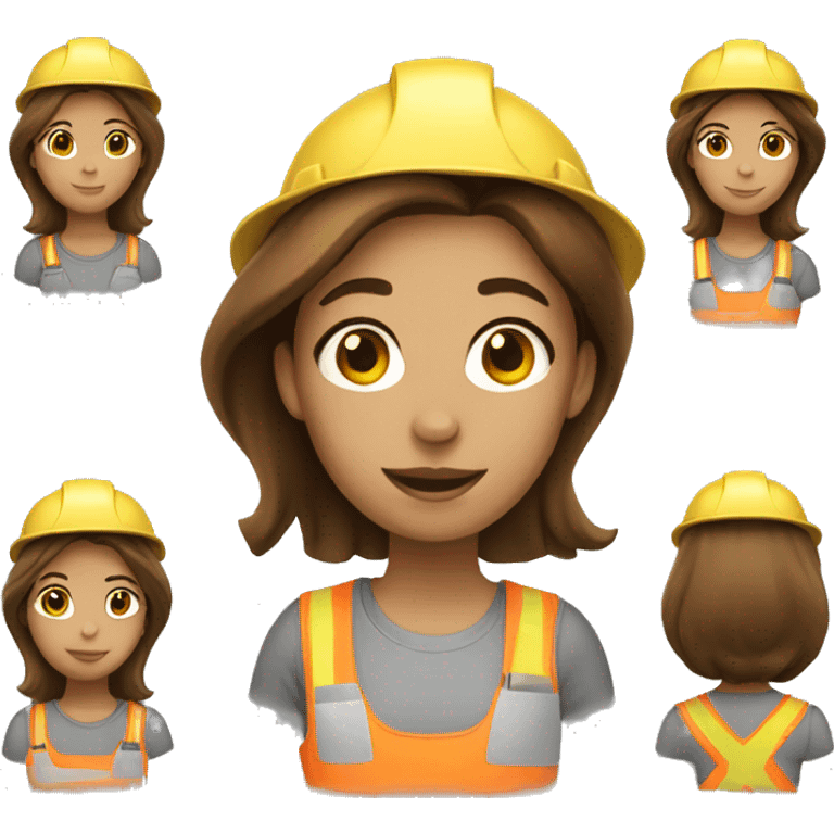 Girl construction worker with brown hair emoji