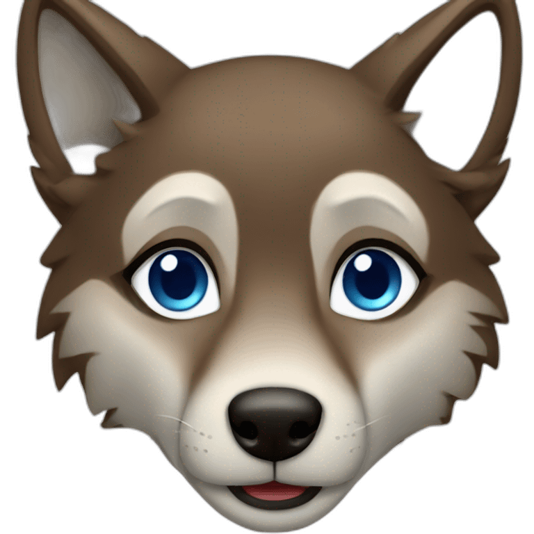 Brown female wolf blue eyes  emoji