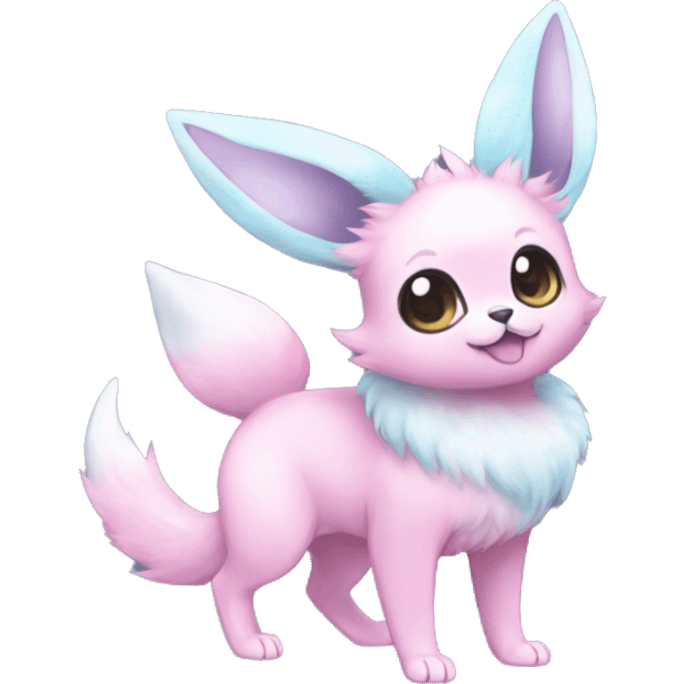 Kawaii Pastel Cotton-Candy-Colored Eeveelution-Cute-Chihuaha-Bunny-Pokémon-fusion full body emoji