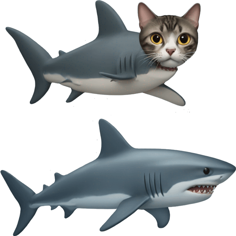 shark with a cat on his back  emoji