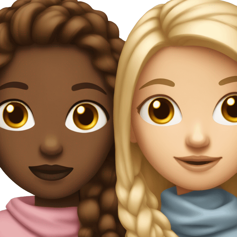 Fair skin girl and brown skin girl on FaceTime  emoji