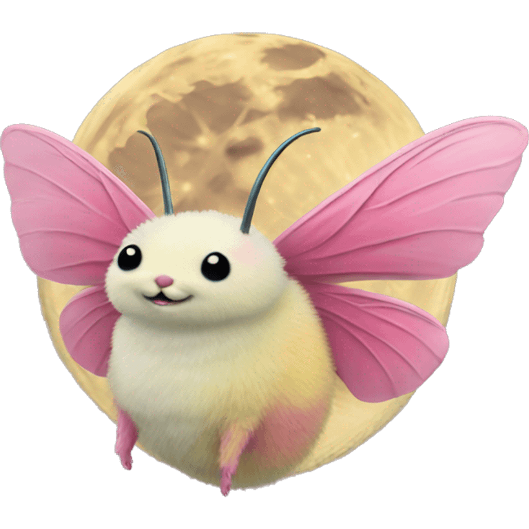 Fluffy Rosy maple moth moon tattoo emoji