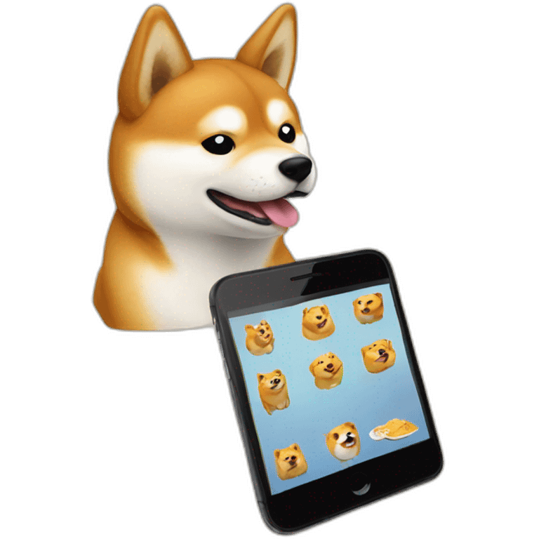 Shiba Inu using an iPhone emoji