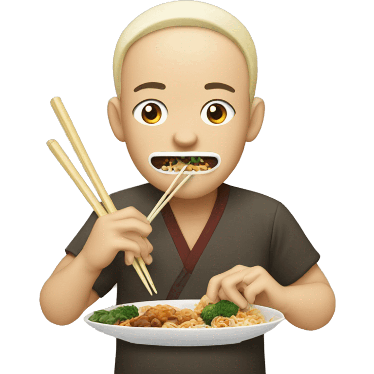 Person eating Asian food but can’t use chopsticks emoji