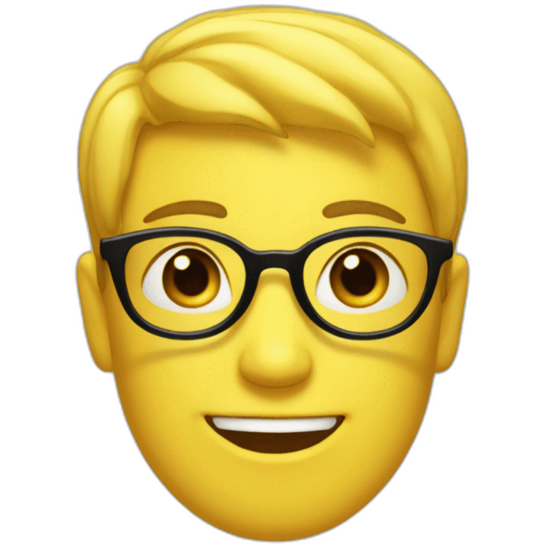 Yellow circle head With a cheerful expression with black eyes black glasses Hair on the head iOS version  emoji