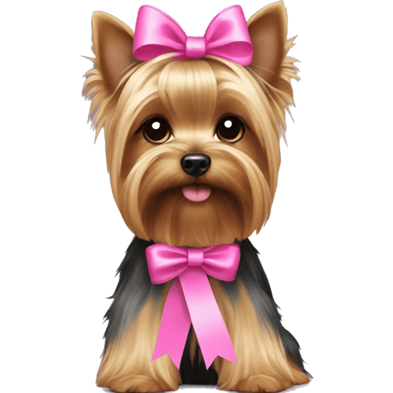 dog yorkie with a pink ribbon emoji