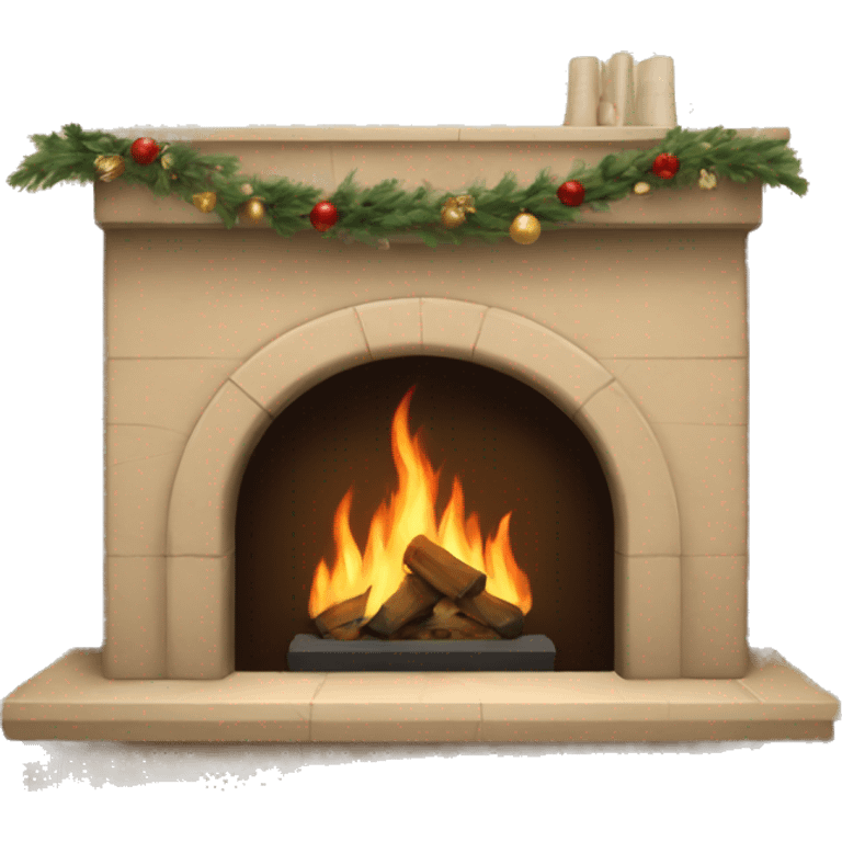 Christmas asthetic beige fireplace emoji