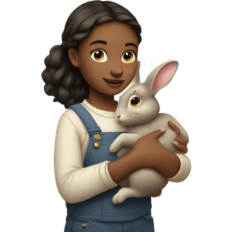 girl holding rabbit emoji