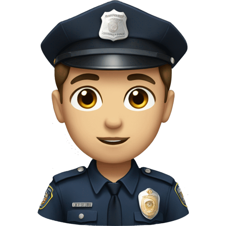 Boy with brown hair and brown eyes in a police uniform emoji