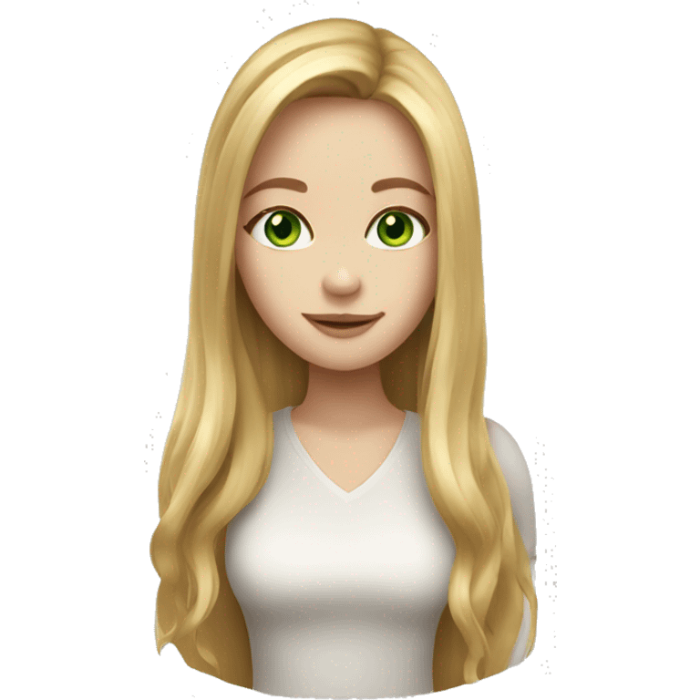 Girl with honey blonde long hair and white skin and green eyes  emoji