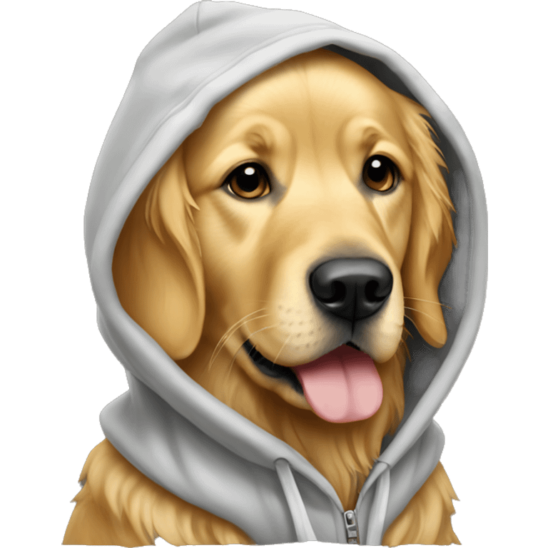 Golden retriever wearing a hoodie emoji