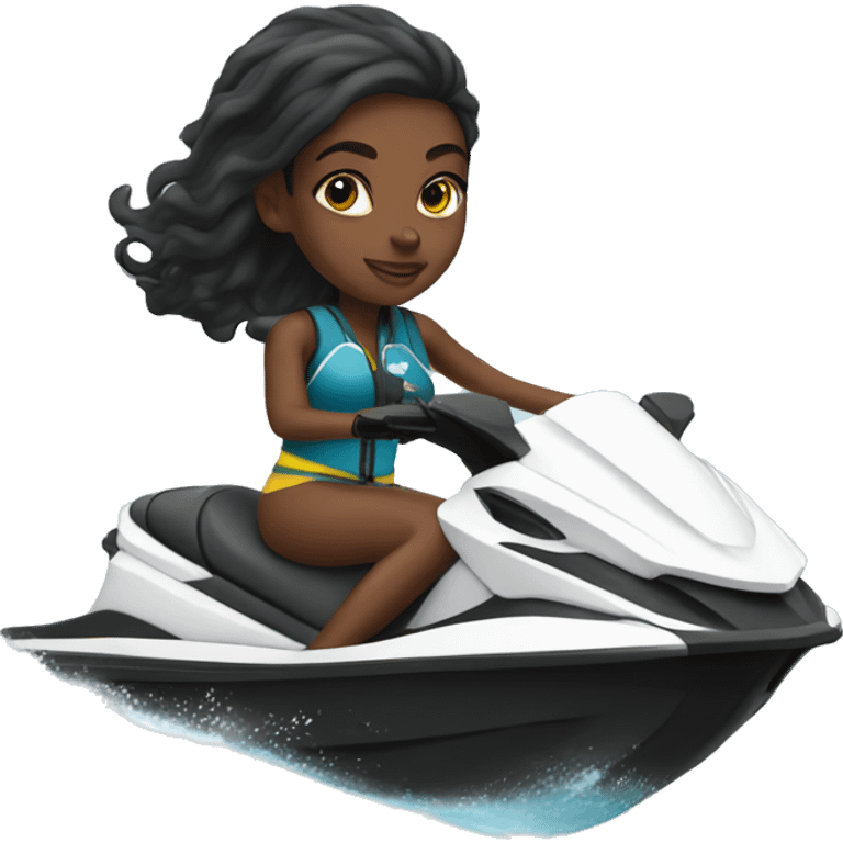 Black girl on a jet ski  emoji