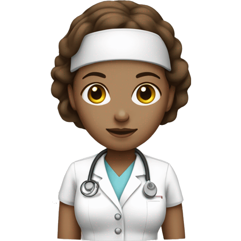 Female nurse, white skin brown hair emoji