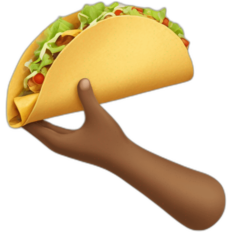 A hand holding a whole tortilla of a taco. emoji