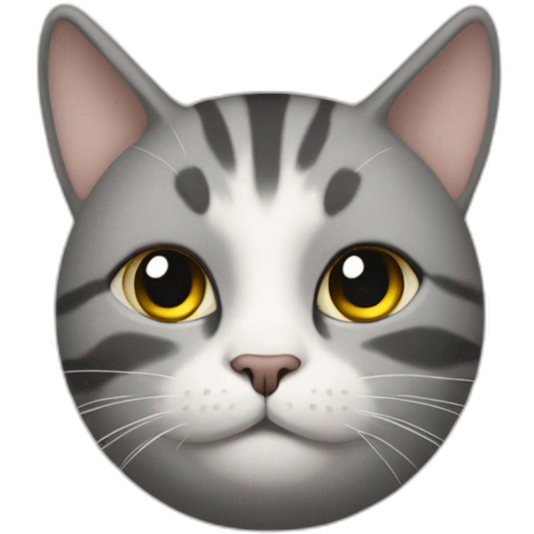 a round-faced cat with a grey beehive and no pattern all over emoji