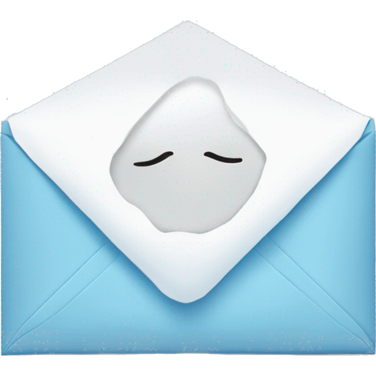 White envelope with light blue kiss on the envelope  emoji