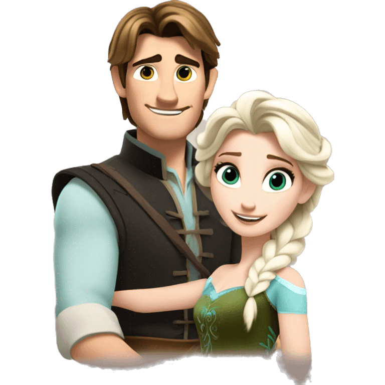 Flynn Rider from Tangled with Elsa from Frozen emoji