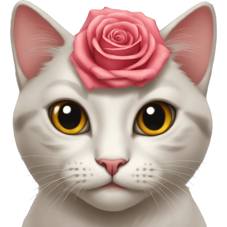 Cat whit rose emoji