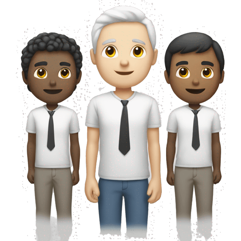 three white color male standing fronting emoji