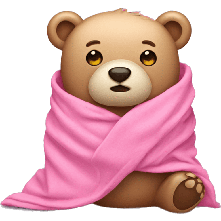 bear wrapped in pink blanket emoji