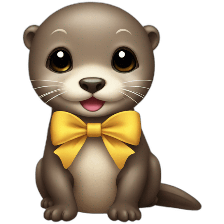 Baby otter wearing a bow emoji