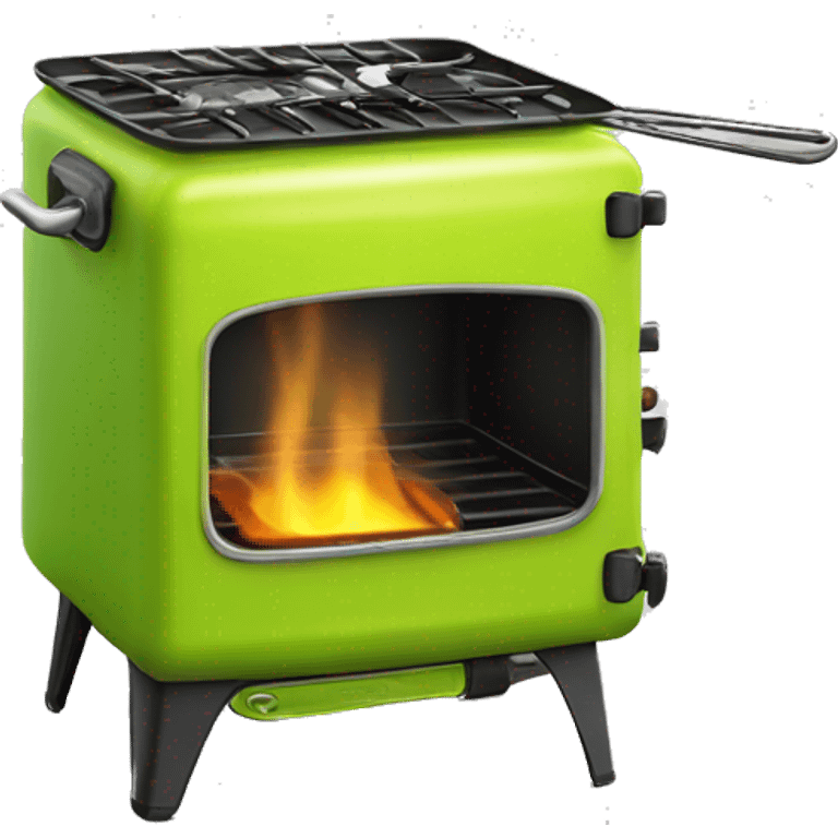 Realistic lime green camping  stove isolated. emoji